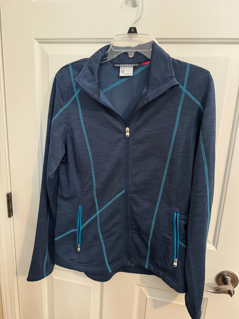 Spyder Women's Bandita Mid Weight Stryke Zip Jacket Running Athletic Blue Teal L